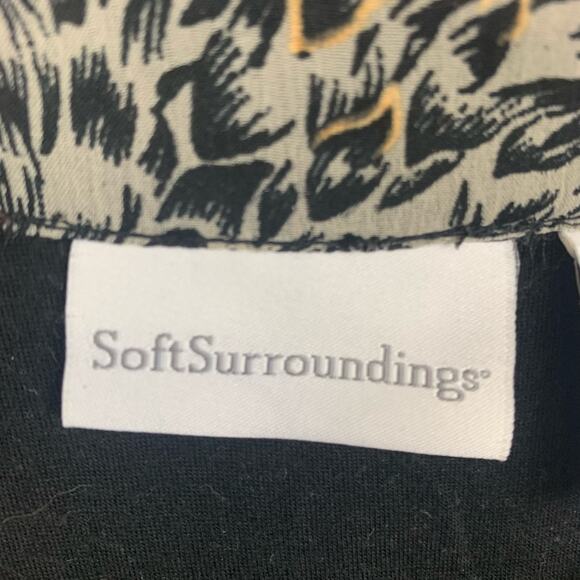 Soft Surroundings Midi Dress Black Size M Tiered Tan Black Leopard Studded Neck - Picture 4 of 7